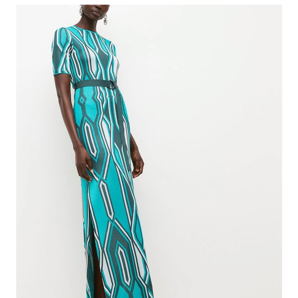 ISO Karen Millen slinky geo jacquard maxi dress
